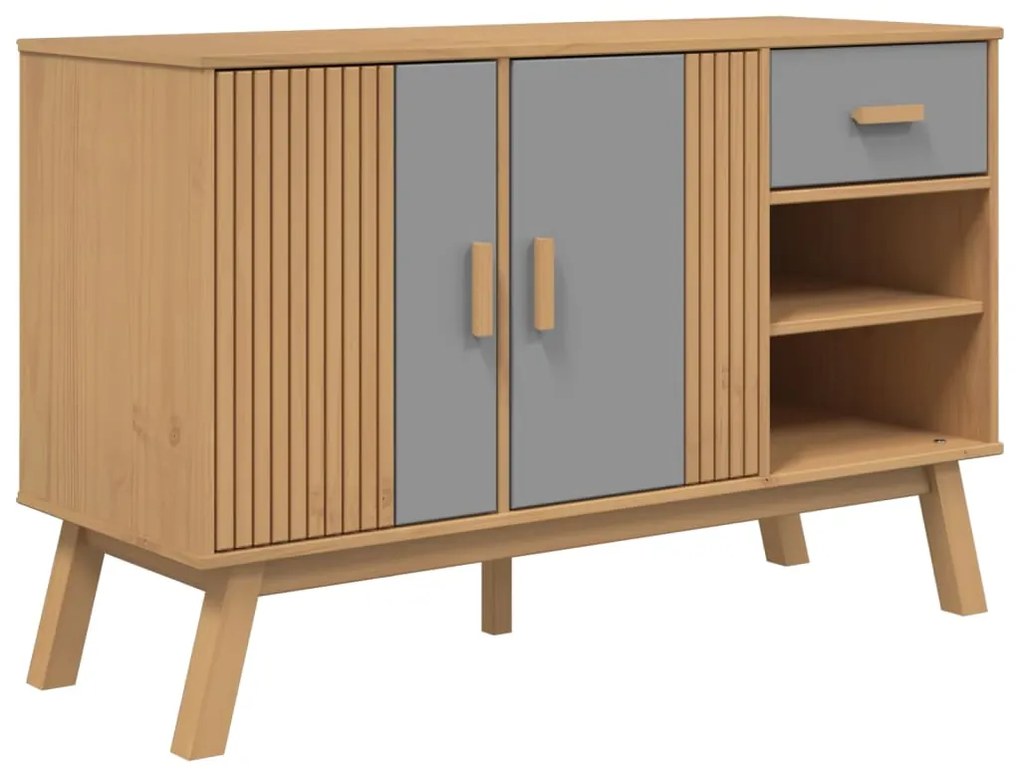 vidaXL Μπουφές OLDEN Γκρι &amp; Καφέ 114x43x73,5 εκ. από Μασίφ Ξύλο Πεύκου