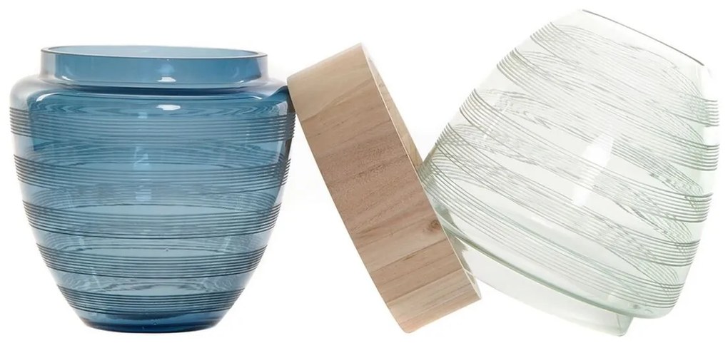 Βάζο DKD Home Decor Μπλε Μέντα Ξύλο Κρυστάλλινο Σύγχρονη (21 x 21 x 43 cm)