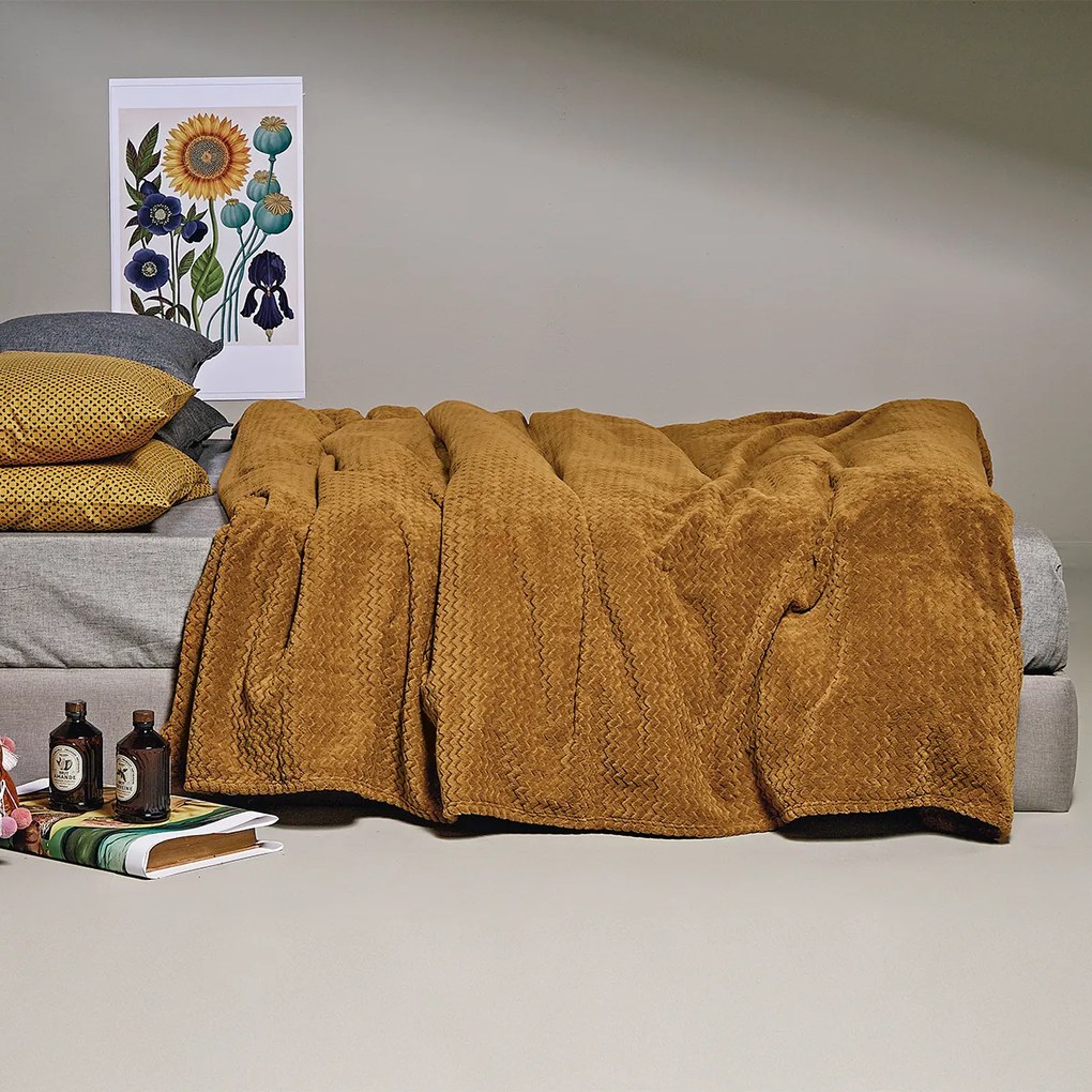Κουβέρτα Fleece King Size (260x240) Kentia Versus Stanley 11 Ocher