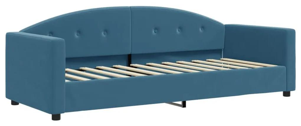 Καναπές Κρεβάτι με Στρώμα Μπλε 80 x 200 εκ. Βελούδινος - Μπλε