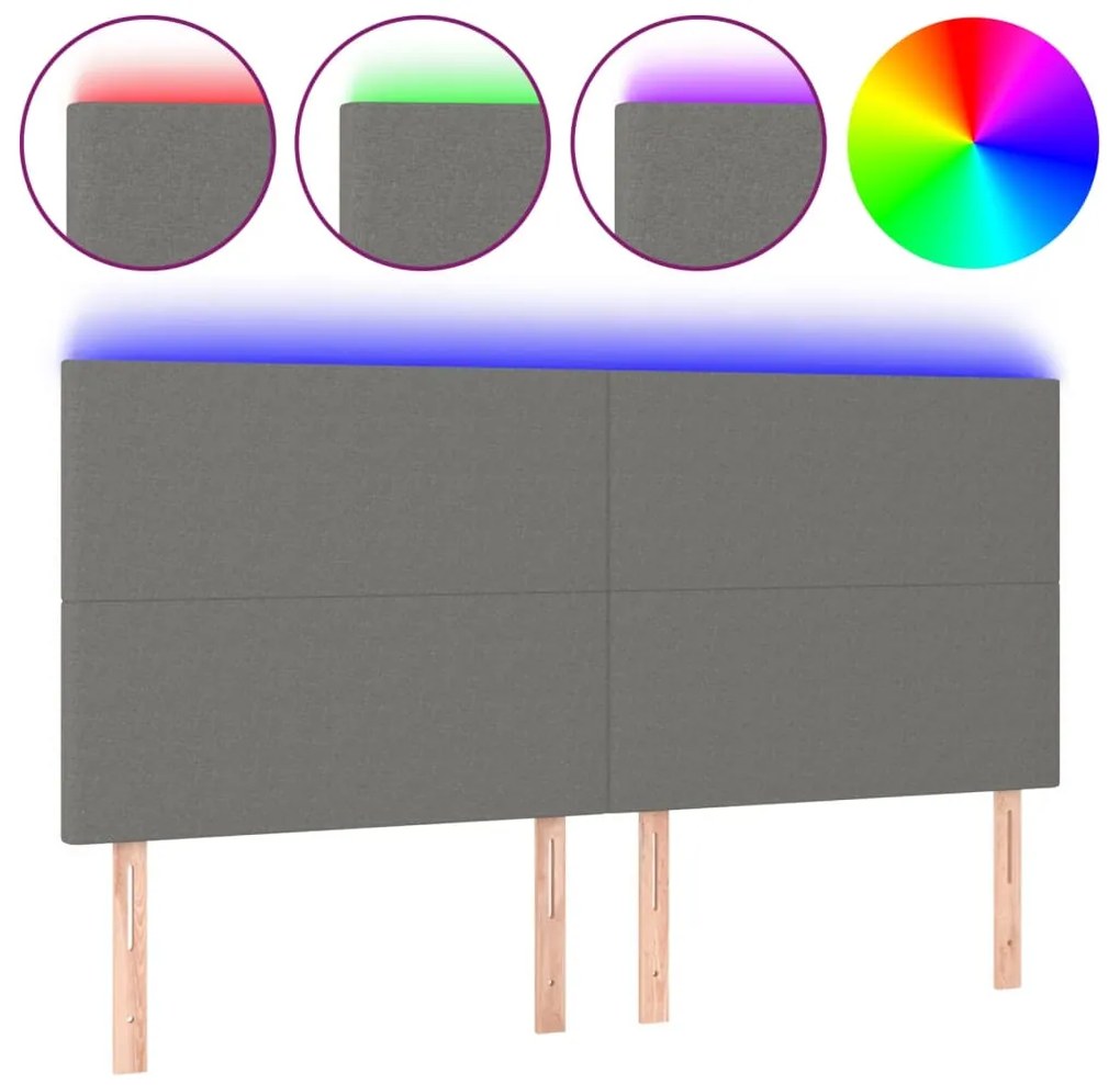 vidaXL Κεφαλάρι Κρεβατιού LED Σκούρο Γκρι 180x5x118/128εκ. Υφασμάτινο
