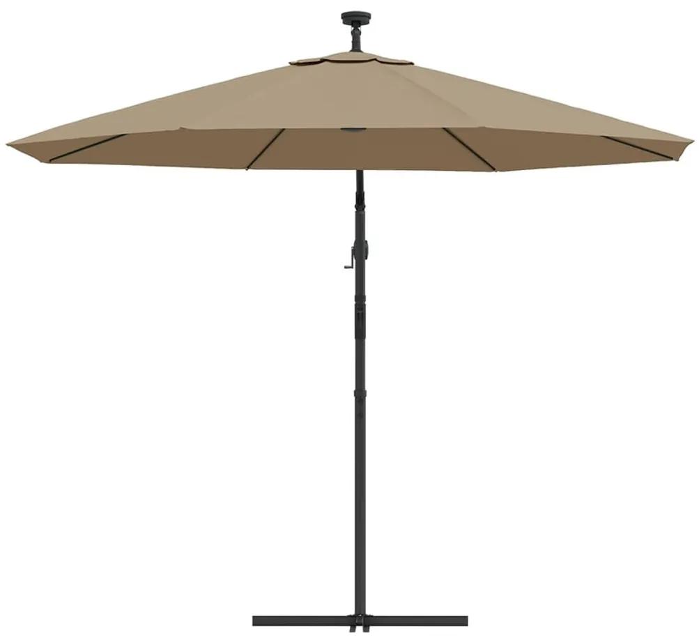 Ομπρέλα Κρεμαστή Χρώμα Taupe 300 εκ. με Ατσάλινο Ιστό και LED - Μπεζ-Γκρι