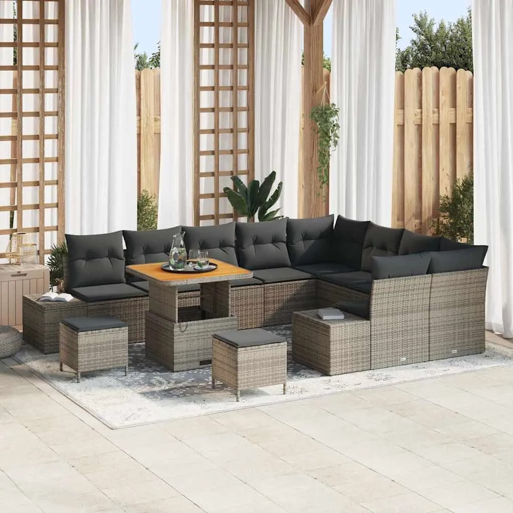 vidaXL Σετ Καναπέ Κήπου 12 pcs Ανοιχτό Γκρι και Σκούρο Γκρι