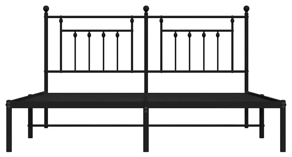 vidaXL Πλαίσιο Κρεβατιού με Κεφαλάρι Μαύρο 183 x 213 εκ. Μεταλλικό