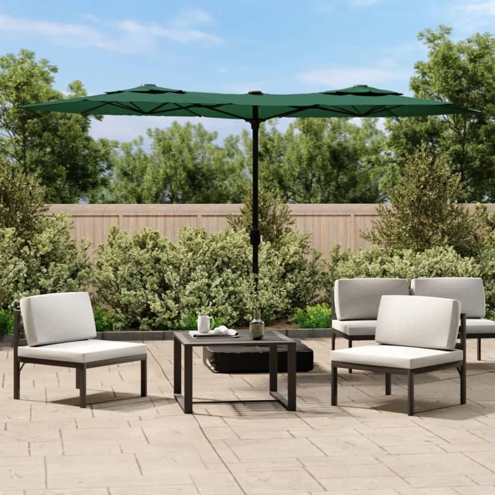 vidaXL Ομπρέλα Κήπου με Διπλή Κορυφή Πράσινη 316 x 145 εκ.