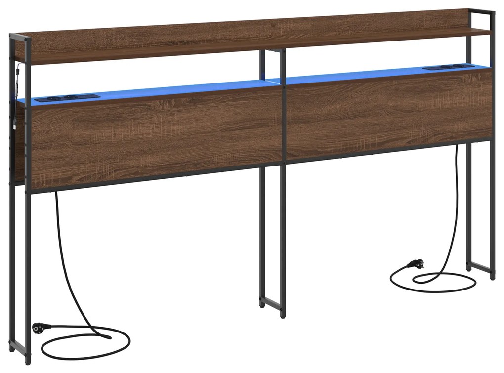 vidaXL Κεφαλάρι Αποθήκης με ράφι Καφέ δρυς 200 cm Επεξεργασμένο ξύλο