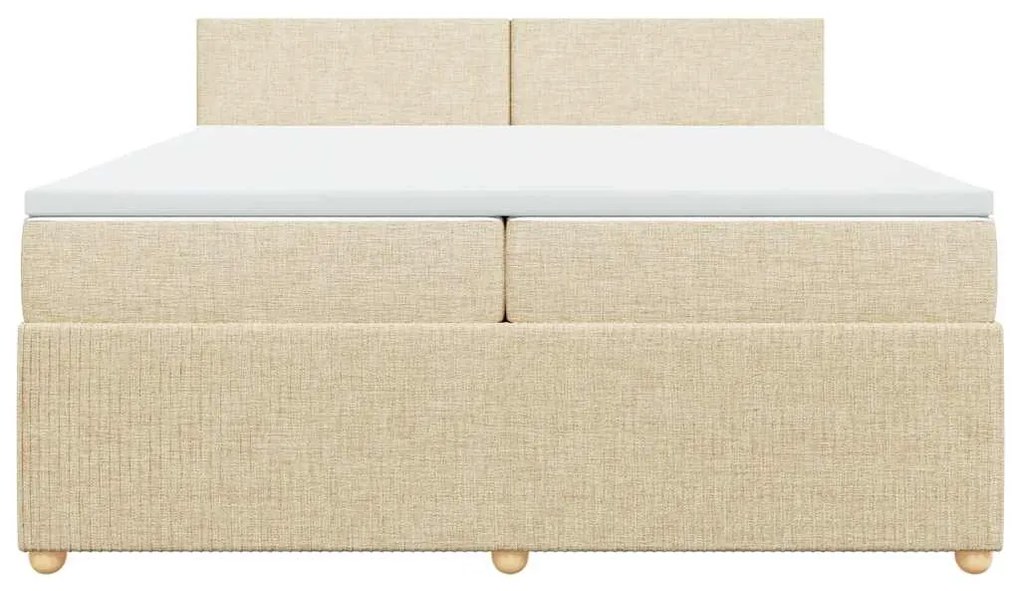 vidaXL Κρεβάτι Boxspring με Στρώμα Κρεμ 200x200 εκ. Υφασμάτινο