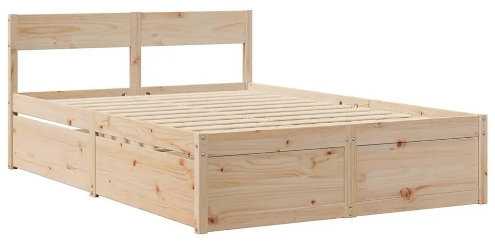 vidaXL Κρεβάτι με Συρτάρια και Στρώμα 120x200 εκ. Μασίφ Ξύλο Πεύκου