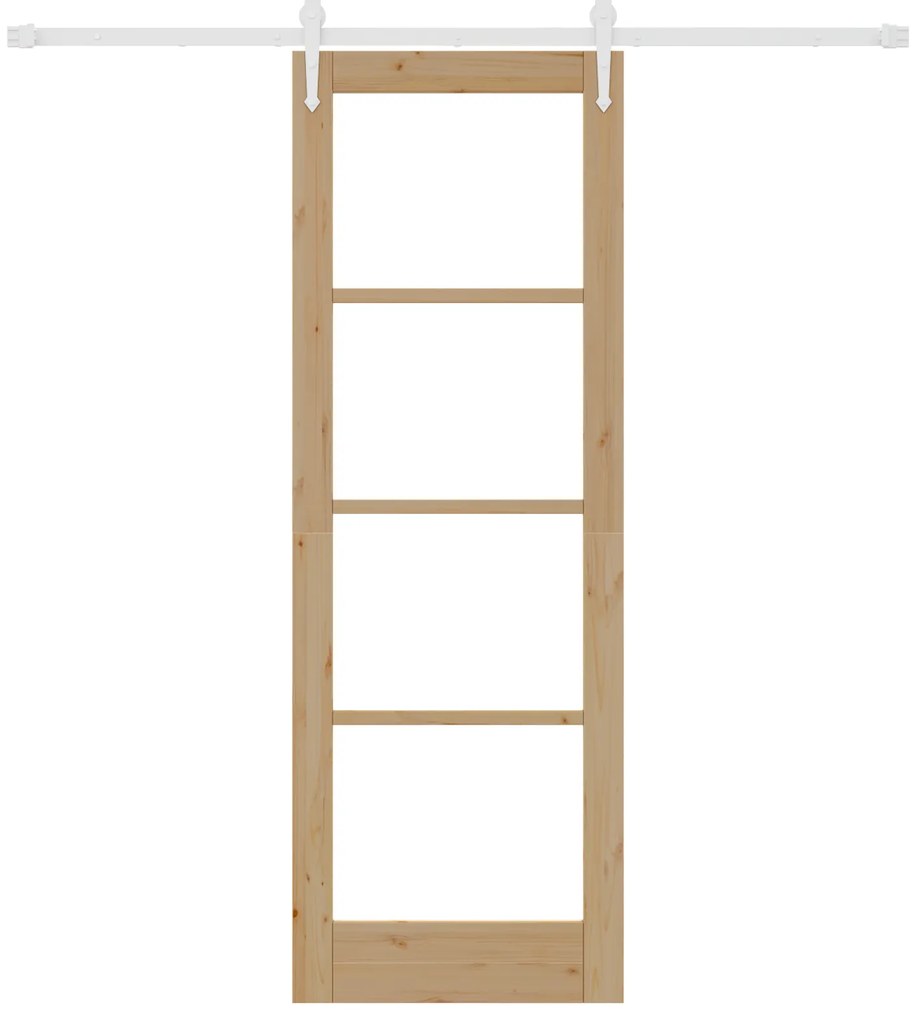vidaXL Συρόμενη Πόρτα με Σετ Υλικών 73.5x211 cm Συμπαγές Ξύλο Πεύκου