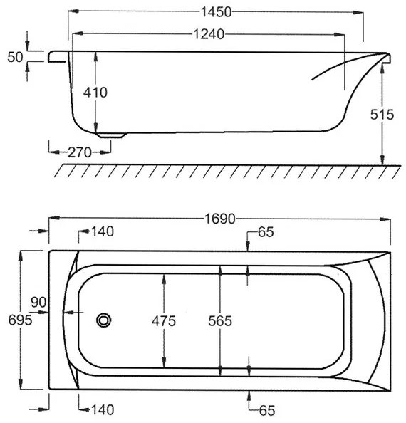 Μπανιέρα Sanitec Rosa-150 x 70 εκ.