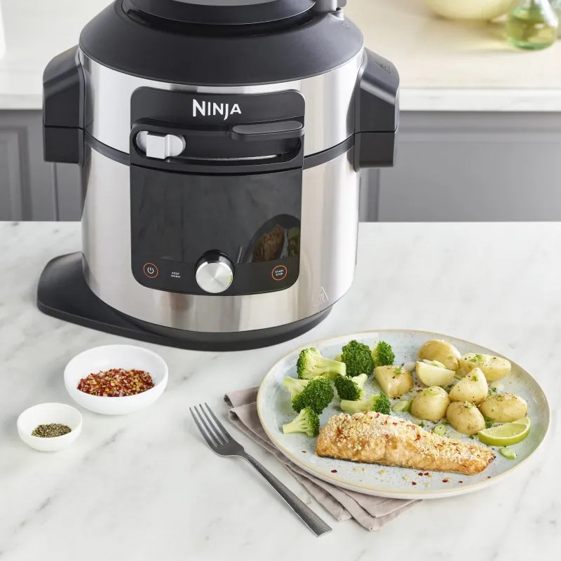 Πολυμάγειρας Ninja Foodi OL750EU, 1760W, 7,5 l, 3 λειτουργίες, 14 προγράμματα, SmartLid, Inox/μαύρο