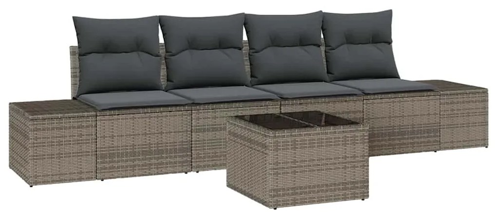 vidaXL Σετ Καναπέ Κήπου με μαξιλάρι 5 pcs Γκρι 55 x 55 x 37 εκ