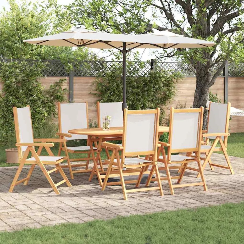 vidaXL Σετ Τραπεζιού Κήπου 7 pcs Κρεμ λευκό Σετ 6 Θέσεων