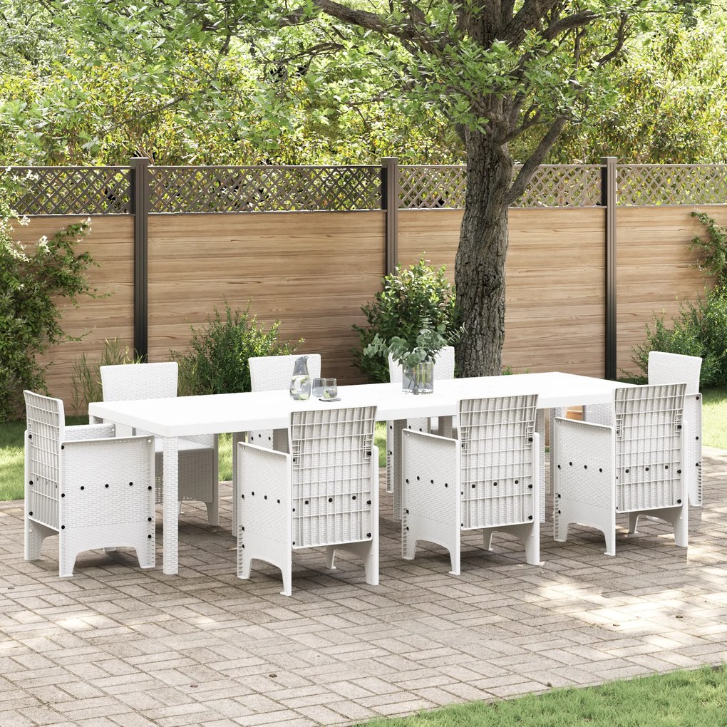 vidaXL Τραπέζι Κήπου Λευκό 300x100x73 cm Πολυ Ρατάν