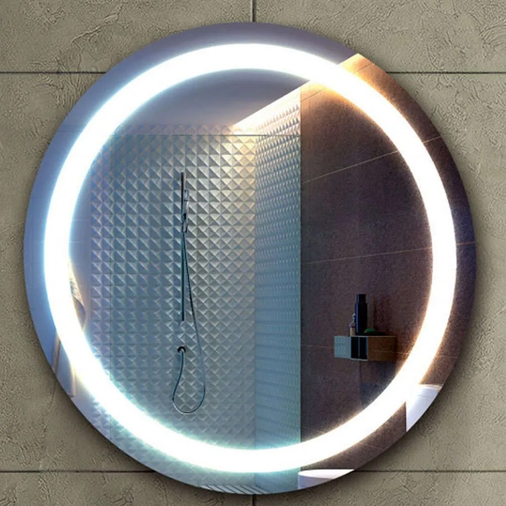 Καθρέπτης Μπάνιου Με Φως Led PIC012 Φ53cm Clear Karag Glass