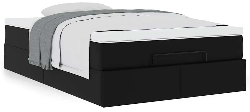 vidaXL Οθωμανικό κρεβάτι με στρώμα Μαύρο 120x190 cm Faux Leather