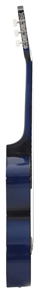 vidaXL Κιθάρα Western Classical Cutaway Σετ 12 Τεμ. 6 Χορδές Μπλε 38&quot;