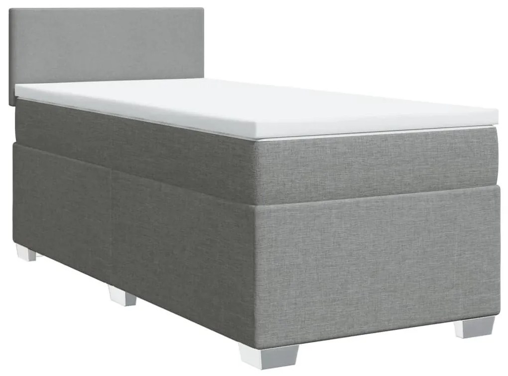 Κρεβάτι Boxspring με Στρώμα Ανοιχτό Γκρι 80x200 εκ. Υφασμάτινο - Γκρι