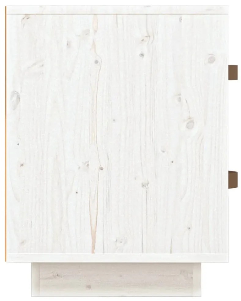 vidaXL Κομοδίνο Λευκό 40 x 34 x 45 εκ. από Μασίφ Ξύλο Πεύκου