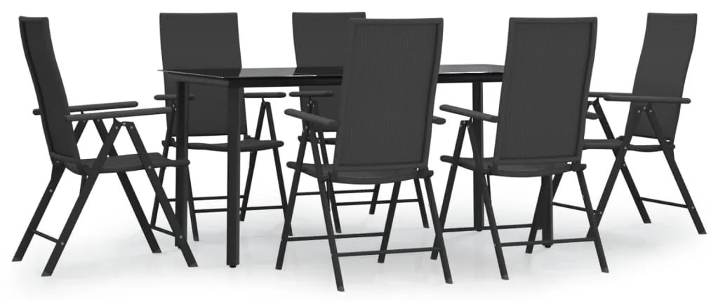 vidaXL Σετ Τραπεζαρίας Κήπου 7 Τεμαχίων Μαύρο από Συνθετικό Ρατάν