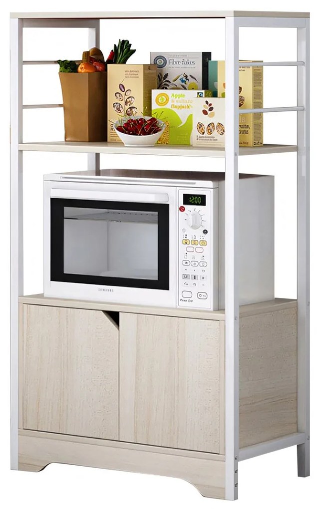 Ραφιέρα Κουζίνας ArteLibre GORAL Maple/Λευκό MDF/Μέταλλο 60x30x95cm-14370223