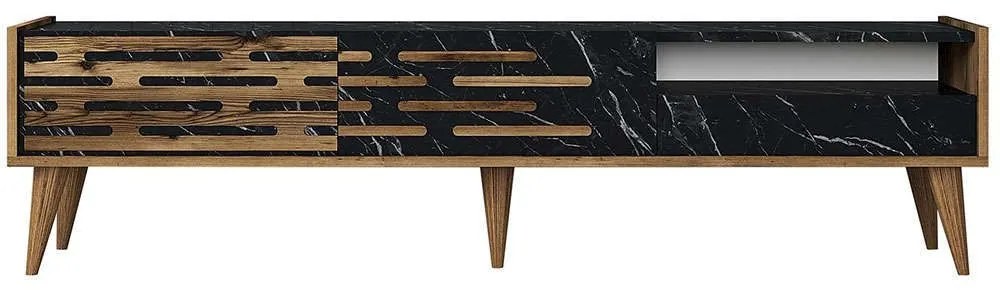 Έπιπλο Τηλεόρασης Valensiya 845HCT5354 180x45x35cm Marble Effect Black-Walnut