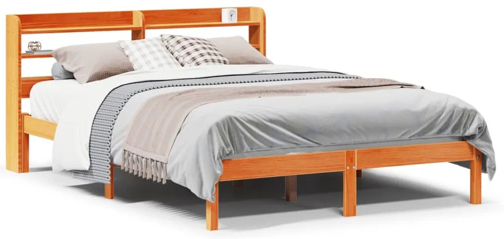 vidaXL Πλαίσιο Κρεβατιού με Κεφαλάρι Μελί 160x200εκ. Μασίφ Ξύλο Πεύκου