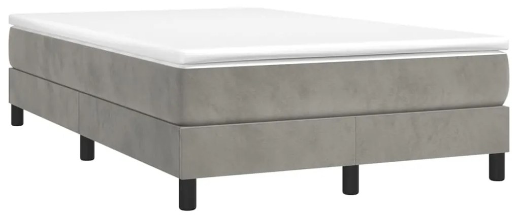 vidaXL Κρεβάτι Boxspring με Στρώμα Ανοιχτό Γκρι 120x200 εκ. Βελούδινο