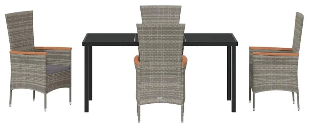 vidaXL Σέτ φαγητού για κήπο 5 pcs Γκρι Χάλυβας με επίστρωση πούδρας