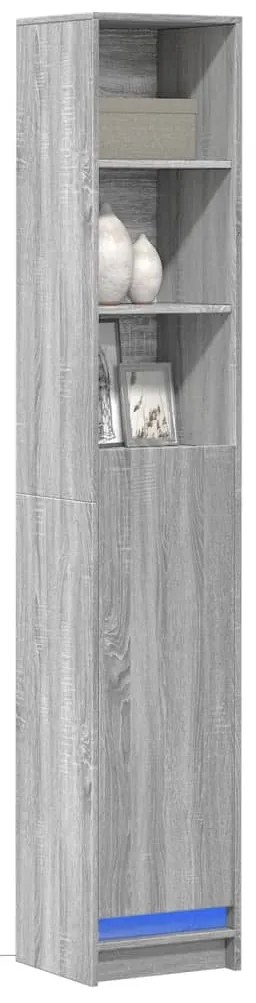 vidaXL Ντουλάπι με Φώτα LED Γκρι Sonoma 36x32,5x200 εκ. Επεξ. Ξύλο