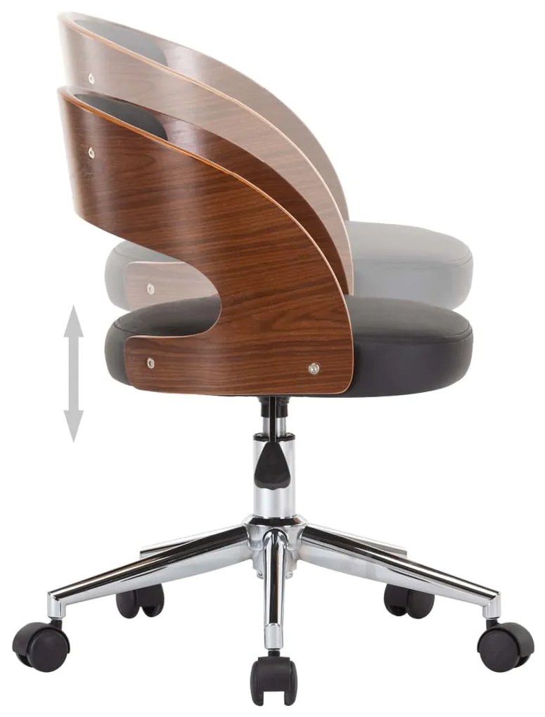 vidaXL Καρέκλες Τραπ. Περιστρ. 4 τεμ. Μαύρες Λυγ. Ξύλο/Συνθ. Δέρμα