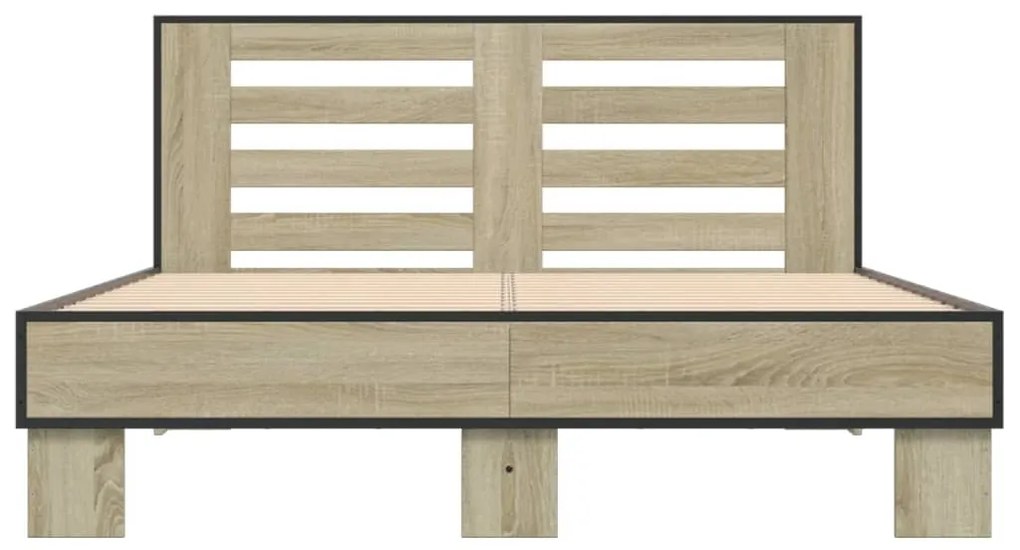 vidaXL Πλαίσιο Κρεβατιού Sonoma Δρυς 120x200 εκ. Επεξ. Ξύλο &amp; Μέταλλο