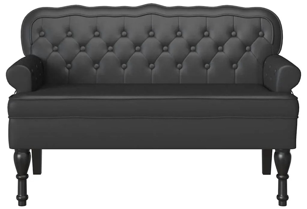 vidaXL Καναπές Chesterfield Μαύρο 119.5 x 64.5 x 75 εκ. Τεχνητό Δέρμα