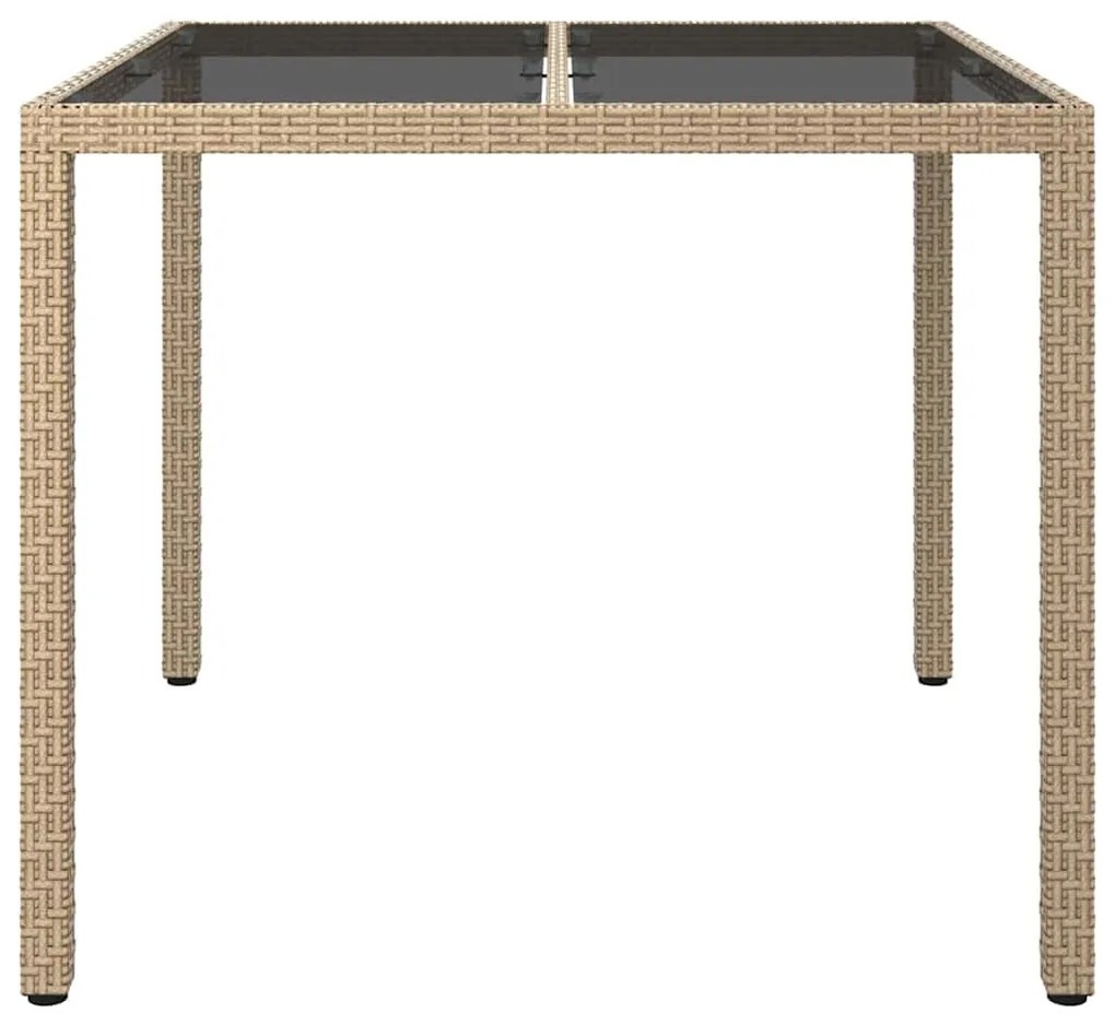 vidaXL Τραπέζι Κήπου για Φαγητό Μπεζ 90 x 90 x 75 cm Πολυ ράταν