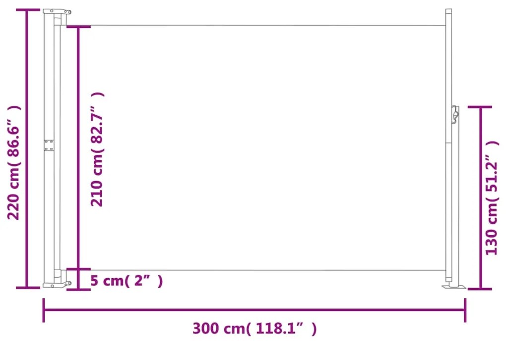Σκίαστρο Πλαϊνό Συρόμενο Βεράντας Γκρι 220 x 300 εκ. 313425