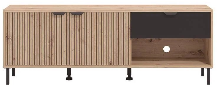 Έπιπλο Τηλεόρασης Mayenne 150 3K1F2V Artisan Oak - Μαύρο Μάτ 151x40x55 εκ. 151x40x55 εκ.