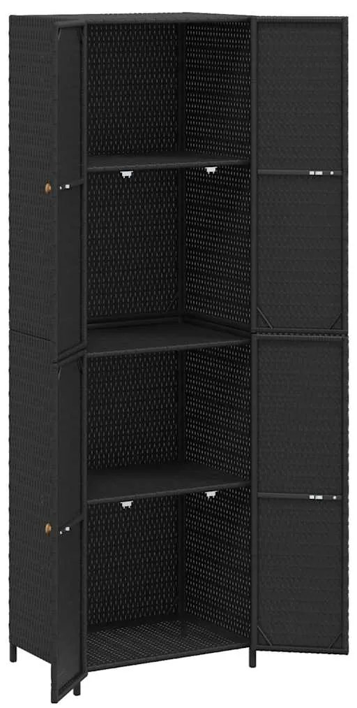vidaXL Ντουλάπι Αποθήκευσης Κήπου Μαύρο 59x40x180 εκ. από Συνθ. Ρατάν