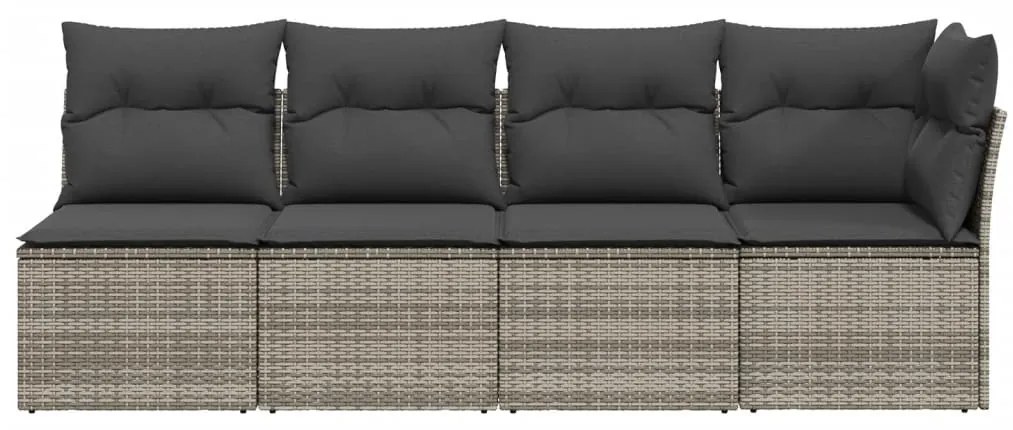 vidaXL Καναπές Κήπου Τετραθέσιος Γκρι από Συνθετικό Ρατάν με Μαξιλάρια