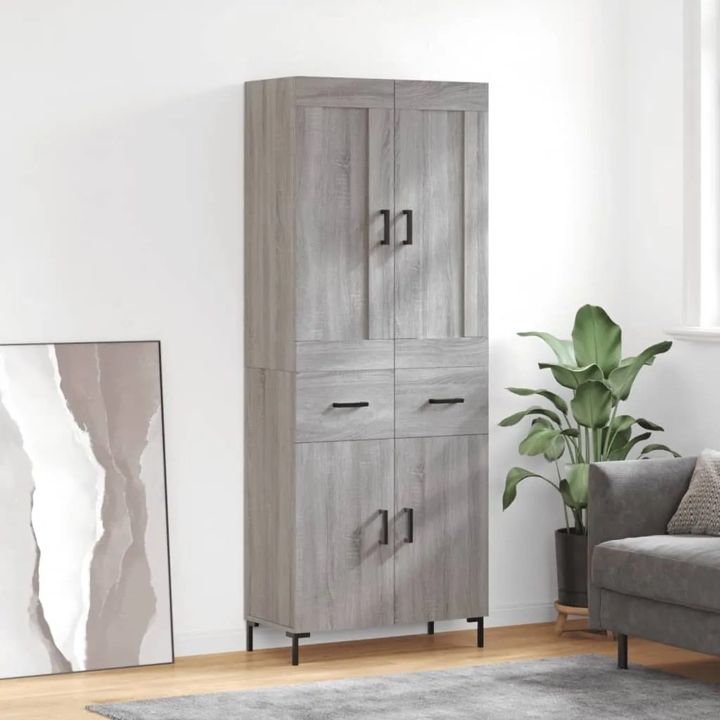 vidaXL Ντουλάπι Γκρι Sonoma 69,5 x 34 x 180 εκ. Επεξεργασμένο Ξύλο