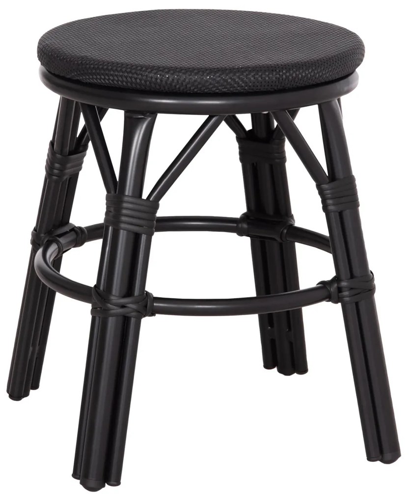 Σκαμπό CHINO C6285.02 Μαύρο Αλουμινίου Bamboo Look με Textilene Φ36x46Υ εκ. 36x36x46 εκ.
