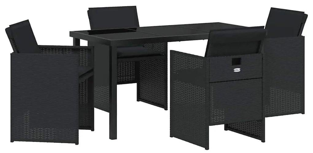vidaXL Σέτ φαγητού για κήπο 5 pcs Μαύρο συνθετικό ρατάν