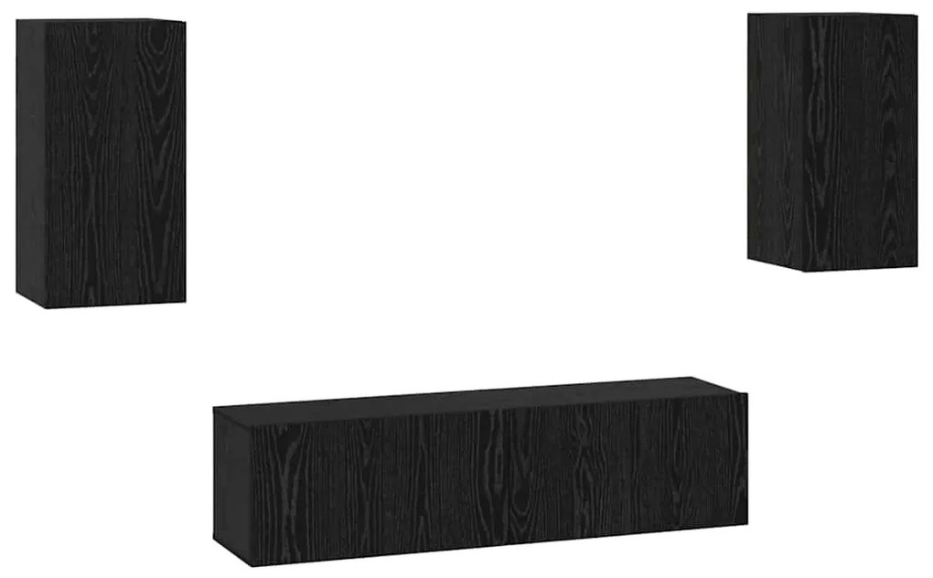 vidaXL Σετ επίπλου τηλεόρασης Επιτοίχιο 4 pcs Μαύρη δρυς