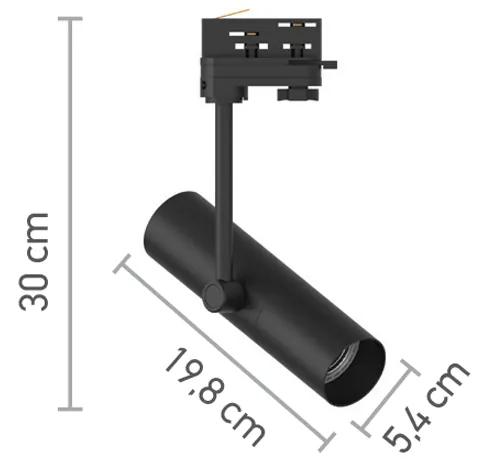 Σποτ τριφασικής ράγας σε μαύρη απόχρωση 1XGU10 D:5,4cmX30cm (T01100-BL)