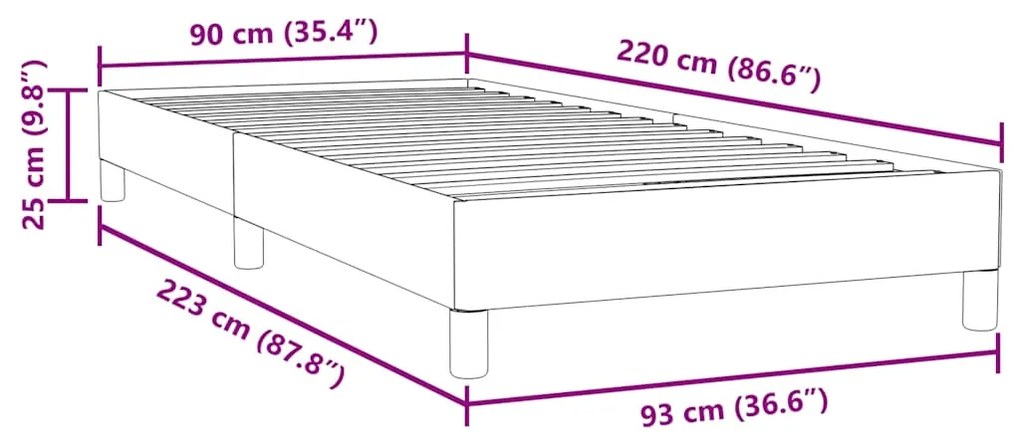 BOX SPRING ΚΡΕΒΑΤΙ ΧΩΡΙΣ ΣΤΡΩΜΑ ΑΝΟΙΧΤΟ ΓΚΡΙ 90X220ΕΚ ΒΕΛΟΥΔΙΝΟ 3315855