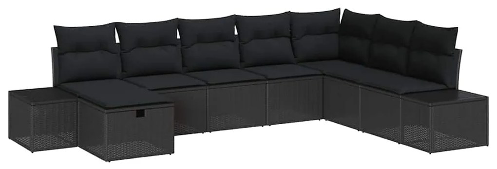 vidaXL Σετ Καναπέ Κήπου με μαξιλάρι 8 pcs Μαύρο Πολυ ράταν