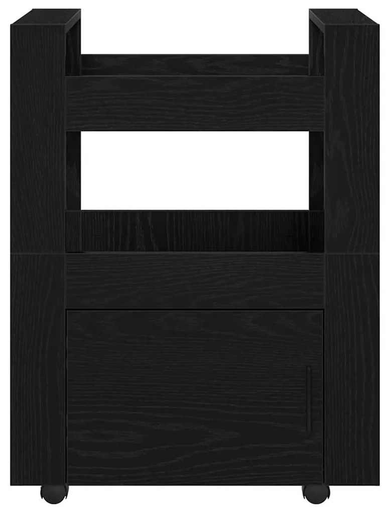 vidaXL Καρότσι Κουζίνας Μαύρη δρυς 60 x 45 x 80 εκ Επεξεργασμένο ξύλο