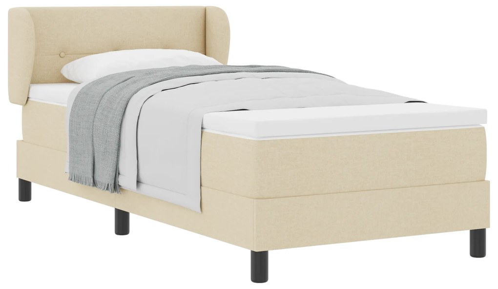 vidaXL Κρεβάτι Box Spring με Στρώμα Κρεμ 90x200 εκ. Ύφασμα