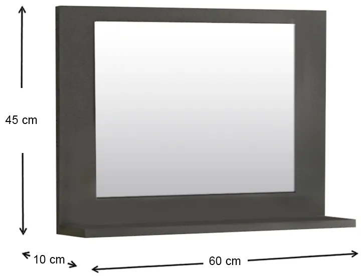Καθρέφτης μπάνιου Devlin Megapap χρώμα ανθρακί 60x10x45εκ.