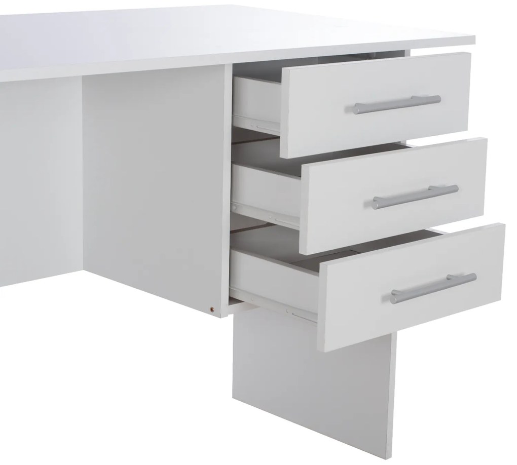 Γραφείο Μελαμίνης Ensley Με 3 Συρτάρια Λευκό 120x60x76 Εκ.