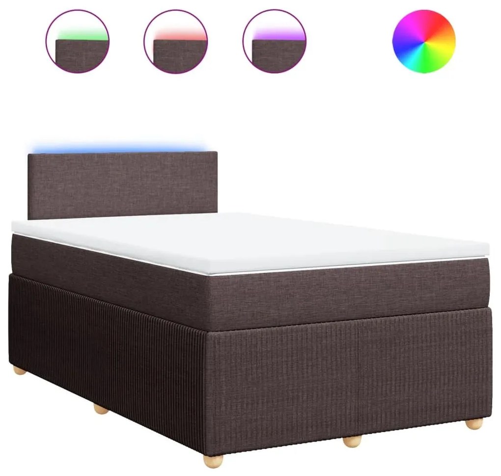 Κρεβάτι Boxspring με Στρώμα Σκούρο Καφέ 120x190 εκ Υφασμάτινο - Καφέ